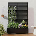 Casaphoria Metal Raised Garden Bed with Trellis and Wheels 72x47x16 Planter Box for Climbing Plants Vegetables &amp Vines Features Drainage Holes and Privacy Screen (Black-Louvered)