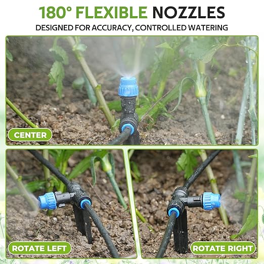 HIRALIY 59FT Greenhouse Misting Drip Irrigation Kit with Water Timer Quick Connector Design Garden Watering System Automatic Irrigation System with Tubing Nozzles for Hanging Plants Raised Bed