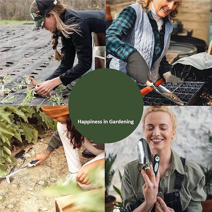 Garden Tool Set Gardening Tools Set of 9 Heavy Duty Garden Tools with Non-Slip Rubber Grip with Large Garden Bag for Tools for WomenMen for Women