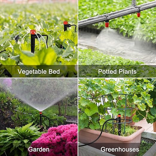 Complete 234FT Drip Irrigation System with 87 Quick Connectors - Automatic Sprinkler Kit for Lawn Raised Bed Greenhouse &amp Plant Watering. Includes 1/4'' Tubing Drip Emitters &amp Connectors