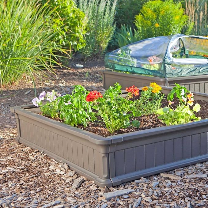 LIFETIME 60069 Raised Garden Bed Kit 4 x 4' Brown