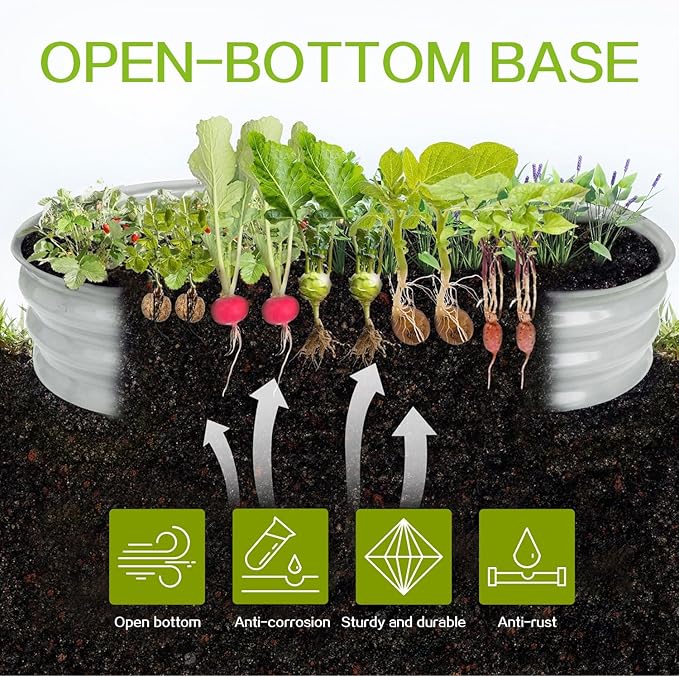 Gardmax 2 Pack Galvanized Raised Garden Bed Lightweight Planter Boxes Outdoor with Easy Assembly Large Garden Bed for Vegetables Fruits Flower Silver