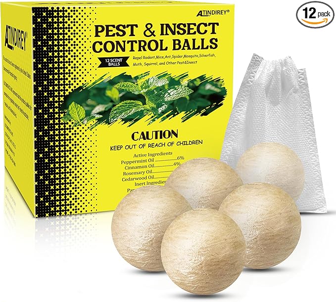 Natural Peppermint Spider Repellent Indoor Pet Safe &amp Ant Control BallsRodent Repellent for Car Engine Home Storage Fresh Mint Scent Safe for Kids and Pets