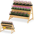 Giantex 3-Tier Vertical Raised Garden Bed Wood Elevated Planter Box with Legs Storage Shelf Liners for Growing Vegetables Herbs Flowers Indoor Outdoor Freestanding Raised Bed for Patio (Natural)