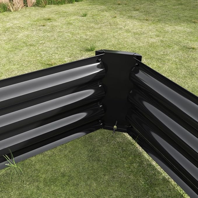 7.6x3.7x0.98FT Metal Raised Bed for Outdoor Flower Planters Vegetables Herb Galvanized Raised Garden Bed Kit Rectangular Large Metal Deep Root Planters with An Open Bottom (Black with 4x2x1ft)