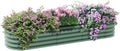 Galvanized Oval Raised Garedn BedOutdoor Garden Beds Metal Raised Beds for Vegetables Outdoor Metal Elevated Planter Box with Safety Edging for Growing Flowers Herbs &amp Vegetables (Green)