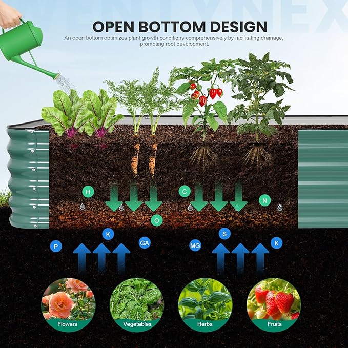 5×3×1.4FT Galvanized Raised Garden Bed Outdoor Metal Raised Garden Bed Kit Large Planter Raised Beds 4 In1 Modular Raised Planter Box OutdoorRaised Beds for Gardening for Vegetables Flowers Herbs