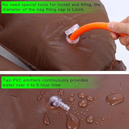 TezhiIe 3 Pack 15 Gallon Tree Watering Ring Bag PVC Drip Irrigation Water Pouch Automatic Drip System Watering Donuts for Trees Deep Root &amp Low-Profile Slow Release Watering Bag