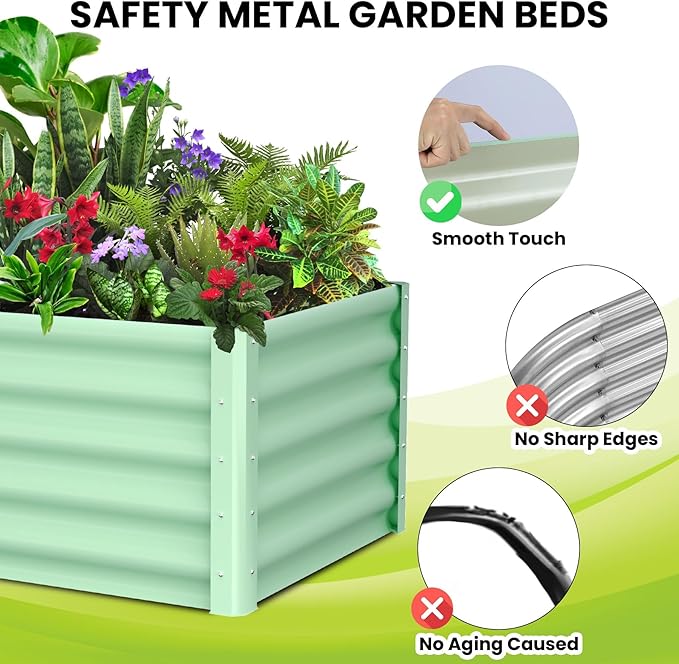 Elevated Metal Garden Bed Outdoor Raised Planter Box for Vegetables Flowers and Plants Rectangular Design for Backyard Gardening