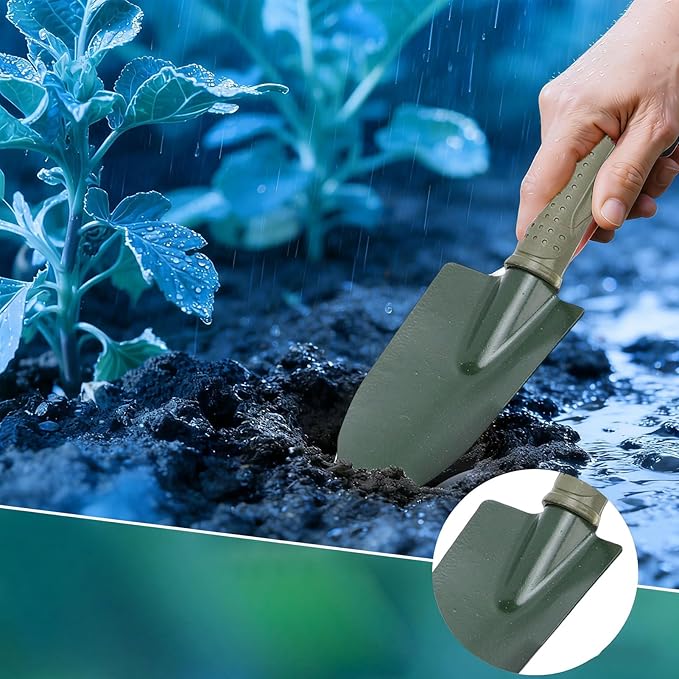 Premium Iron Garden Tool SetY001 with Ergonomic Handle Wide and Narrow Shovel 3 Prong Rake and Storage Bag for Gardening Suitable for Weeding Digging Transplanting Planting