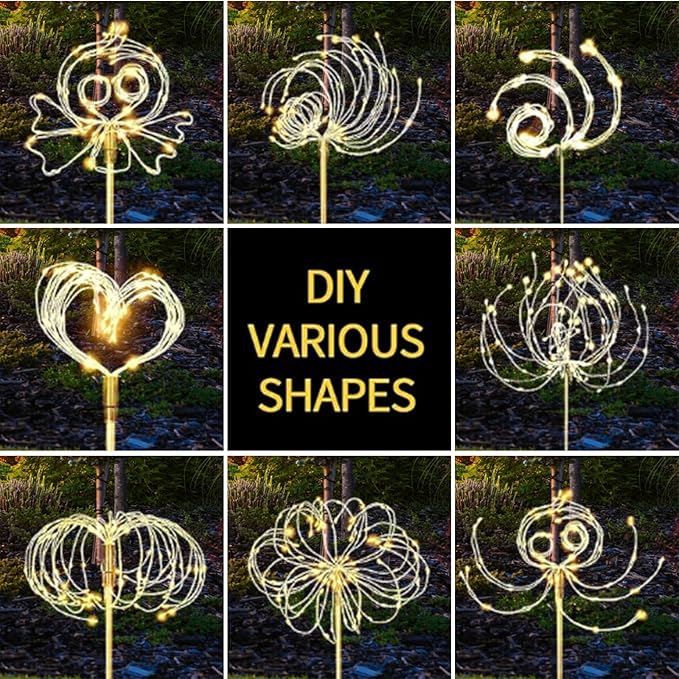 Banax Solar Garden Lights Outdoor Decor 4 Pack Christmas Lights 150 LED Solar Powered Stake Lights for Lawn Garden Pathway Yard &amp Holiday Decorations(Warm White)