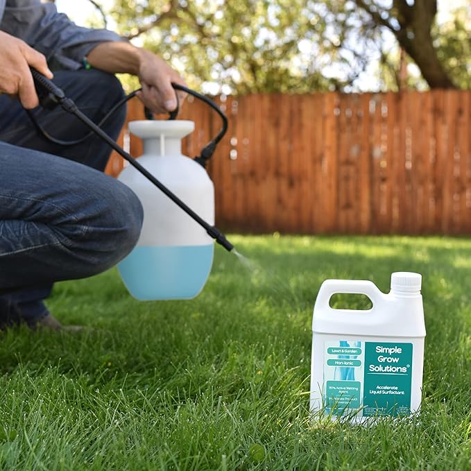 Liquid Surfactant Non-Ionic - Accelerate Performance &amp Effectiveness of Foliar Fertilizer and Other Lawn &amp Garden Solutions - Better Wetting Sticking &amp Absorption - 32 Ounce - Simple Gro