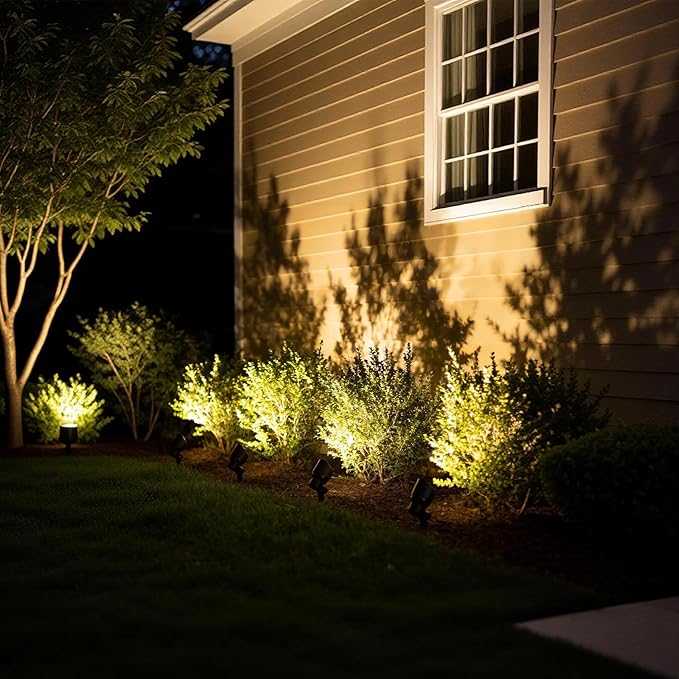 VENUS MANUFACTURING Landscape Lighting Low Voltage Landscape Spotlight Kits 20W Halogen Outdoor 145 Lumen Black Waterproof Flood Lights 12V 2800K Warm White Metal Tree Lights for Garden &amp Yard 6Pa
