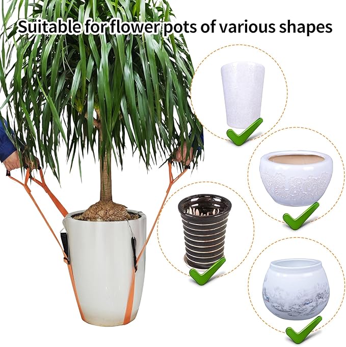 Potted Plant MoverPlant Lifting Straps for Garden Flower Pots PlantersRocks TreesEasily Lift and Move Heavy Items Up to 250 Pounds Large SizeOrangePatent Pending