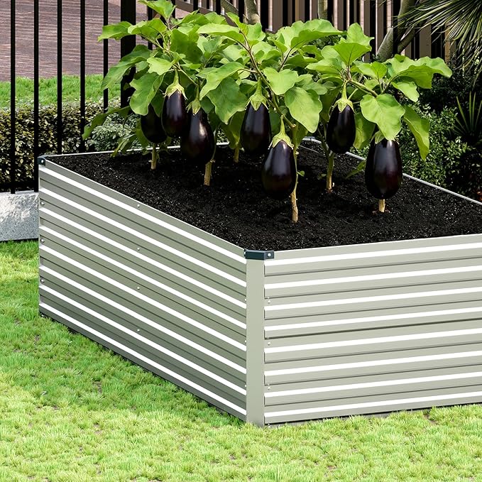 Vengarus 6x3x2FT Galvanized Raised Garden Bed Kit Deep Root Planter Box for Vegetables Flowers Herbs and Succulents - 269 Gallon CapacitySilver