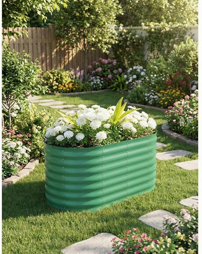 2 Pack Raised Garden Beds Outdoor 4x2x2 Ft Galvanized Steel Planter Box for Vegetables Flowers &amp Herbs Rust-Resistant Open-Bottom Raised Garden Box Easy Assembly Planters for Outdoor Plants G