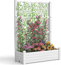 EasyUp Raised Garden Bed with Trellis for Climbing Plants Outdoor Planter Box with Drainage Plug &amp Water Gauge Durable Resin for Patio Balcony Yard Dust-Proof (Ashen 43.43 * 18.27 * 59.29)