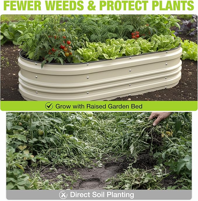 WORKPRO 2PK 4x2x1ft Outdoor Galvanized Raised Garden Bed Kit Rust &amp Corrosion Protection Easy Assembly Safe Edge Ideal for Vegetables &amp Flowers White
