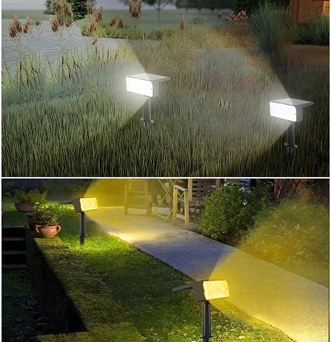 Outdoor Waterproof Spotlights 49 LEDs Solar Landscape Light - Bright Illumination IP65 Weather Ideal for Garden Yard Lawn (White Light)