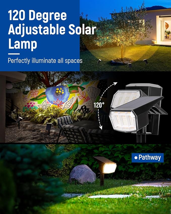 Solar Spot Lights Outdoor IP67 Waterproof 10 Pack 63 LED 3 Modes Solar Landscape Spotlights for Yard Garden Pathway Wall House Garage (Warm White)