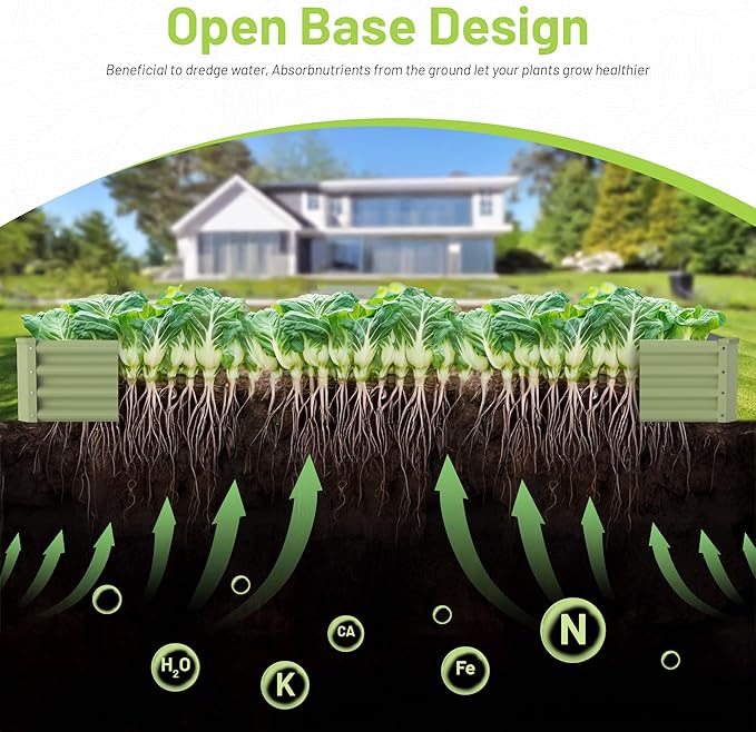 2PCS 6x3x1FT Galvanized Raised Garden Bed Galvanized Planter Raised Garden Boxes Outdoor Large Metal Raised Garden Beds for Vegetables-Green