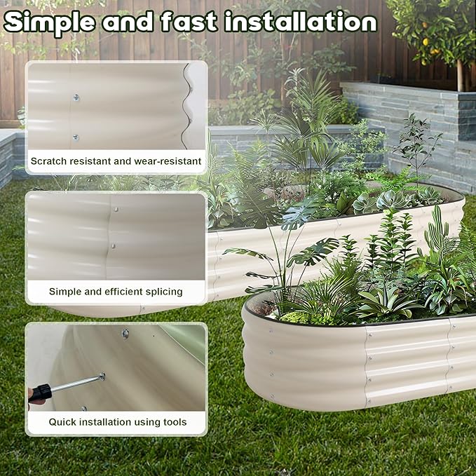 Galvanized Raised Garden Bed Kit Outdoor Metal Garden Planter Box for Backyard Gardening Planting Vegetables and Patio (94.4x23.6x11.8)