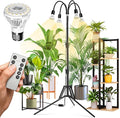 SANSI Grow Lights for Indoor Plants 4 Head Dimmable Plant Lights for Indoor Growing 35-64 Adjustable Tripod LED Grow Light Lamp with Remote Control Auto On/Off Timer 4 Pack of Par20 10W Bulbs