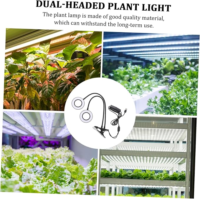 Convenient Double Headed LED Plant Growth Light Indoor Growing Lamp with USB Power Design for Plant Growth for Home and Office Use