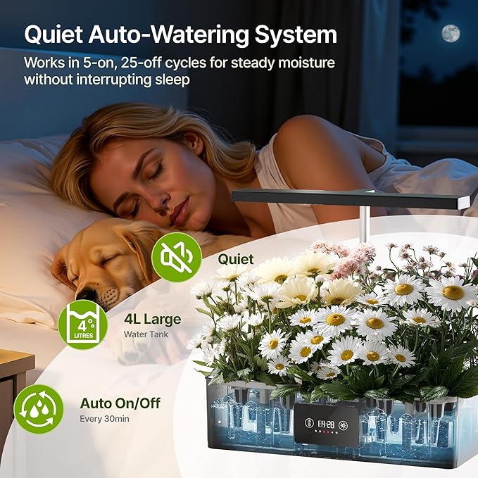 SUNCOZE Hydroponics Growing System Kit with 24W Dimmable Grow Light 12 Pods Indoor Herb Garden with Timer &amp Local Time Setting Adjustable Height Smart Countertop Garden for Home &amp Kitchen