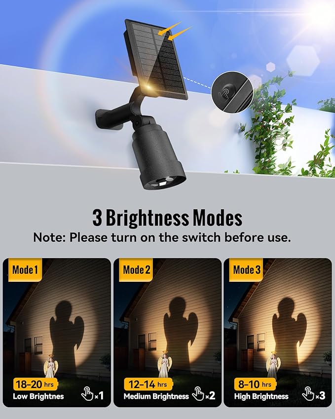 Solar SpotLights Outdoor 2 Pack Solar Spot Lights Outdoor Waterproof IP65 with 3 Lighting Modes for Garden Landscape Pathway Pool Area Tree Decor