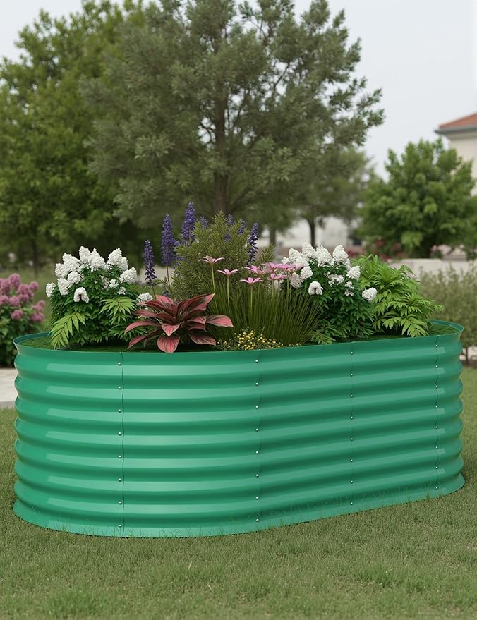 2Pcs 6x3x2ft Raised Garden BedGalvanized Raised Planter Boxes Outdoor with Easy Assembly Large Garden Bed for Vegetables Fruits FlowerRaised Garden BedGreen