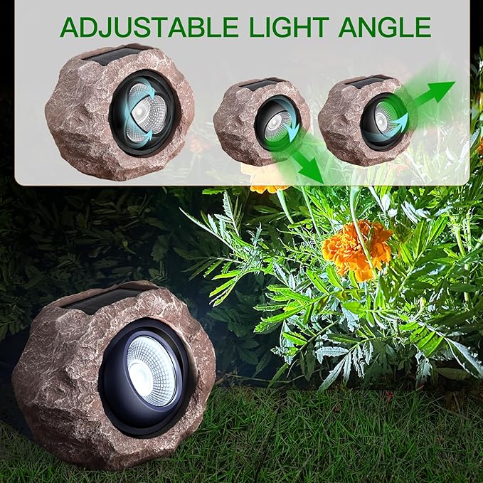 Timeflies Solar Rock Lights Outdoor 2 Pack Super Bright Solar Spot Lights Outdoor IP65 Waterproof Solar Yard Lights Auto On/Off Garden Decor for Outside Paths Sidewalks Yards Landscapes Patios