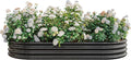 Large Oval Metal Raised Garden Bed - Outdoor Planter for Plants Vegetables &amp Flowers Black