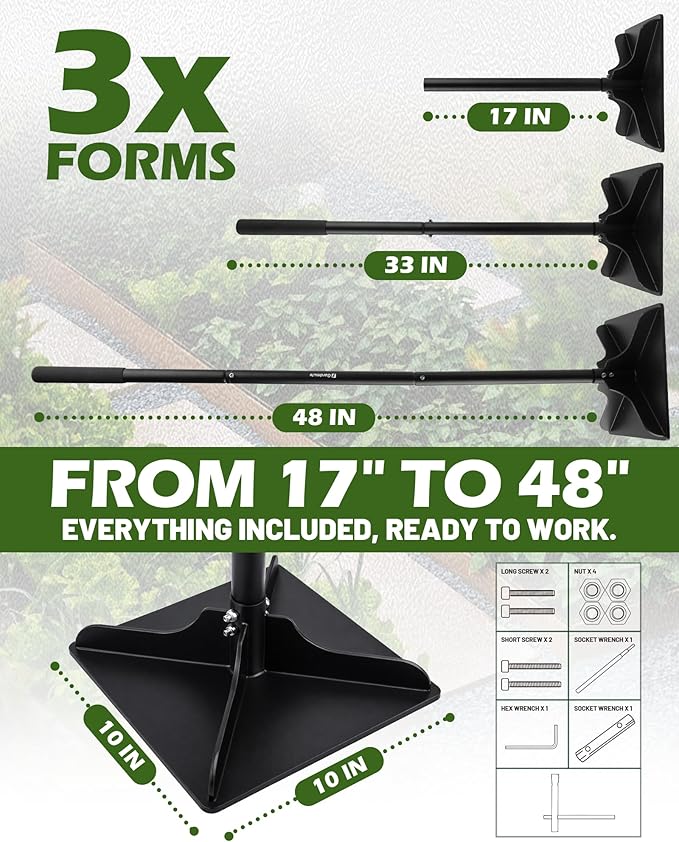 Steel Tamper Tool 8''x8'' Heavy Duty Hand Tamper for Soil Compaction 48 Adjustable Handle with Non-Slip Grip Ground Dirt Tamper for Landscaping Patio Asphalt Repair with Gloves