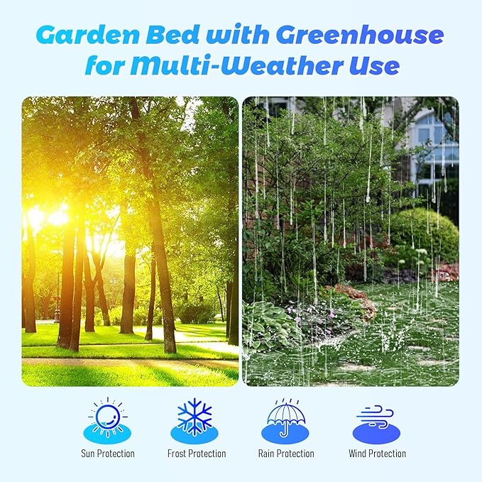 Multi - Weather Use Mini Greenhouse L70.9 × W35.4 × H11.8 Raised Garden Bed 3-in-1 Multifunctional Raised Garden Bed with Greenhouse High - Strength Galvanized  for Balconies and Terraces