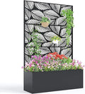 Garvee Metal Raised Garden Bed with Trellis 71x47x16 Metal Planter Box with Trellis Privacy Screen for Climbing Plants Vegetable Vines Drainage Holes 15.8 Deep Planting Bed Black