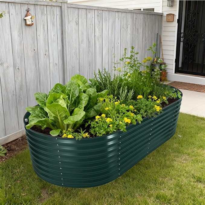 Galvanized Raised Garden Bed Steel Planter Boxes with Cover Zippered Screen Doors Open Base for Vegetables Flowers Easy Assembly