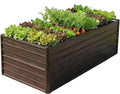 Galvanized Raised Garden Beds 6x3x2FT Outdoor Planter Boxes with Safety Edging and Gloves Metal Garden Bed Kit for Vegetables Flower and Fruits (Brown Wood Grain