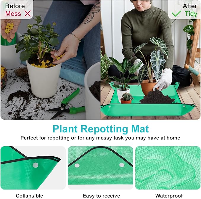 Garden Tool Set with Non Slip Rubber Grip11 Piece Stainless Steel Gardening Tool SetsHeavy Duty Outdoor Hand Tools KitDurable Tote BagRepotting matUprooting Weeding ToolIdeal Gifts for Women Men