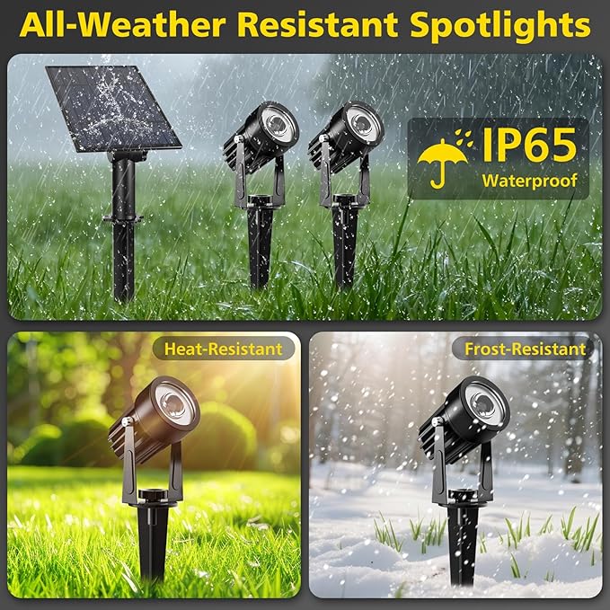 T-SUN Green Solar Spotlights 2-in-1 Outdoor Waterproof Solar Landscape Spotlights for Garden Yard Halloween Christmas Decor(Green)