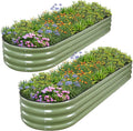 1MORE Galvanized Raised Garden Bed- Planter Garden Boxes Outdoor Raised Beds for GardeningMetal Garden Bed Kit for Vegetables Flower Planter Raised Beds.8x2x1ft Green-2pcs