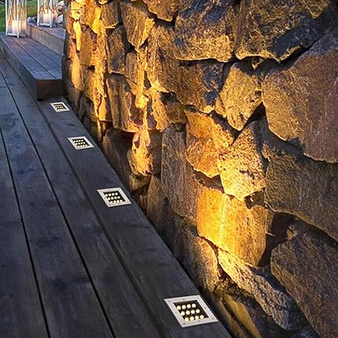 LED Landscape Lights - Outdoor Buried LightsSquare Embedded Ground Spotlight IP66 Waterproof LED Floor Lamp Step Walkway Decorative Lighting Ground Light EaYellow-5W