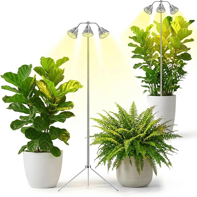 Full Spectrum Grow Light for Indoor Plants with Adjustable Tripod Stand 11''- 60'' Height Plant Grow Lamp with Auto Timer 3/9/12H LED Plant Light for Houseplants Seedlings Flowers &amp Indoor Gar