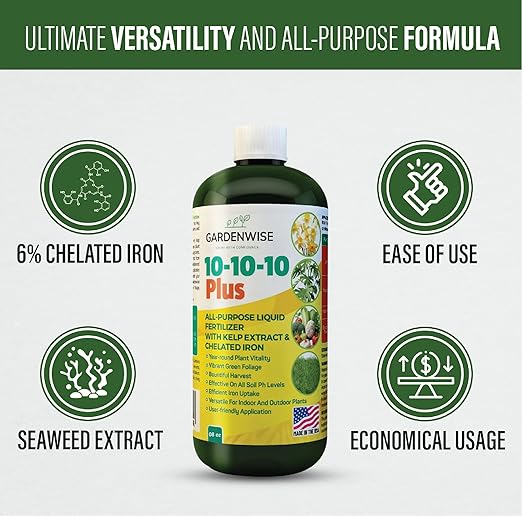 10-10-10 Liquid Fertilizer &amp 10-10-10 All-Purpose Granular Fertilizer Bundle for All Purpose Plants - Plant Food Outdoor &amp Indoor Plant Food Vegetables Flowers Garden (8oz &amp 2 Quarts)