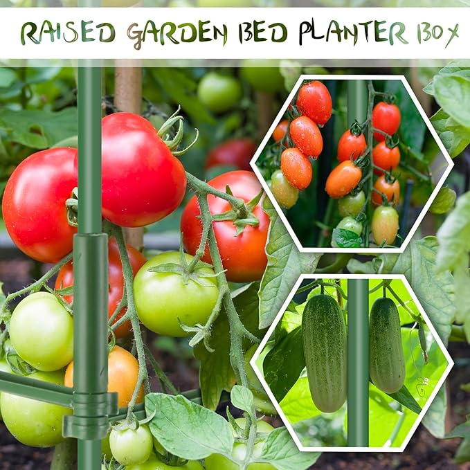 3 Pack 47 Tomato Cages with 10 Gallon Grow Bag Adjustable Tomato Cages for Garden Trellis Pots for Potted Plants Vertical Climbing Vegetables Outdoor Indoor