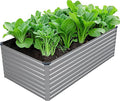6x3x2FT Galvanized Raised Garden Bed KitVegetable Plant Boxes-Rectangle Metal Flower BoxLarge Planter Raised Beds Outdoor Garden for PlantingFruitHerb-Silver