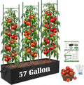 3-Pack Tomato Cage with 57 Gallon Raised Garden Bed - Anti Collapse Steel Core Plant Support System for Climbing Vegetables Plants Flowers 48 Adjustable Vertical Tomato Trellis for Garden Balcony