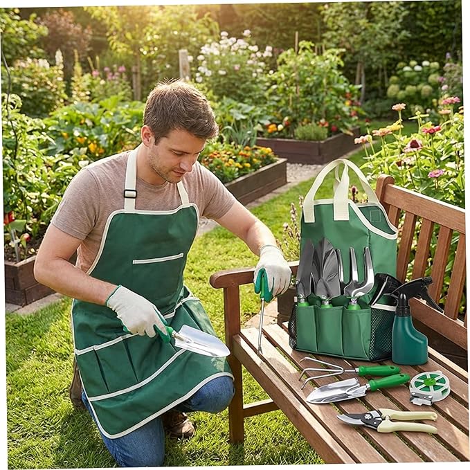 Gardening Tool Set 11-Piece Heavy Duty Stainless Steel Garden Tool Set with Handbag Gardening Hand Tools for Adults and Kids