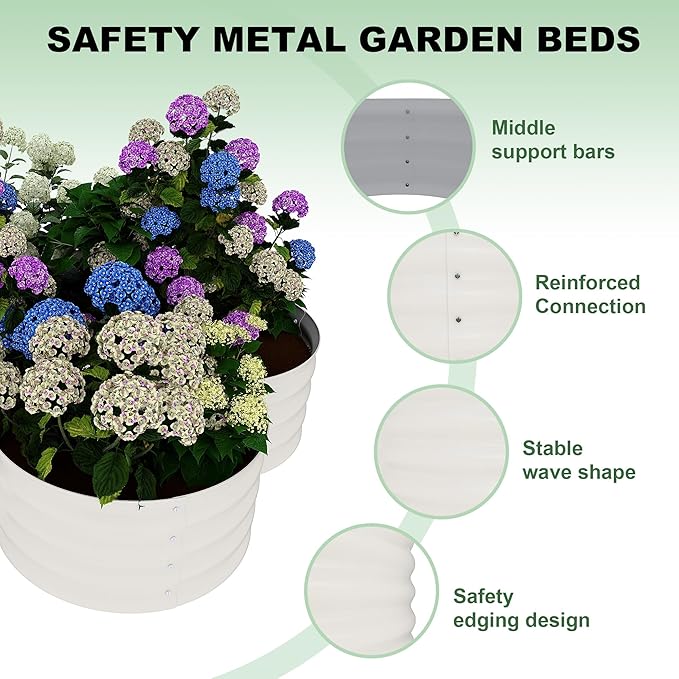 2-Pack Galvanized Raised Garden Beds 48x48x12 in Outdoor Planter Boxes with Open Base for Vegetables Herbs Flowers. Rust-Resistant Steel Raised Garden Beds for Backyard Patio Lawn Beige