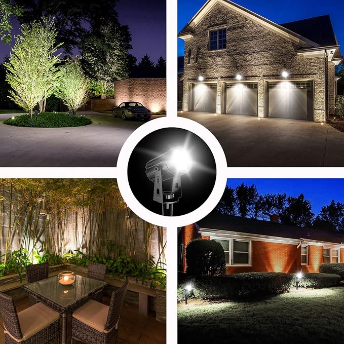 T-SUN Solar Spotlights Outdoor Waterproof 2-in-1 Solar Landscape Spotlights LED Garden Spot Lights for Yard Tree Garden Pond Pool Area (White)